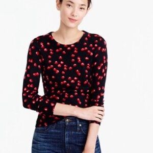 J Crew Merino Wool Soft Lightweight Cherry Sweater Size M